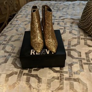 Gold glitter booties